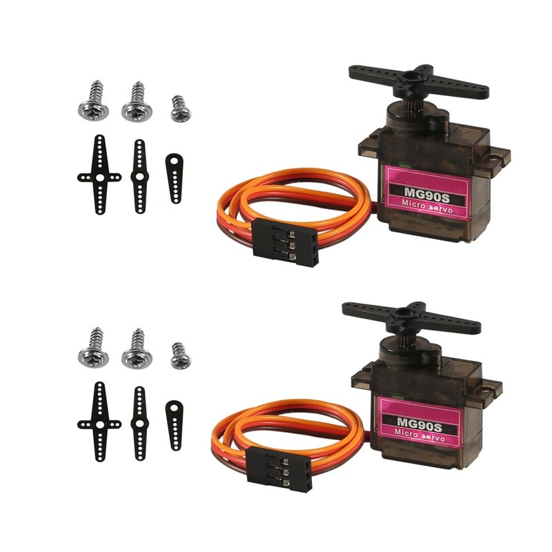 DORHEA 2Pcs MG90S Micro Servo Motor 9G Servo Geared Micro RC Servo Motor Smart Robot 180 Degree Compatible with Raspberry Pi Project Car Helicopter Airplane Boat - Image 1